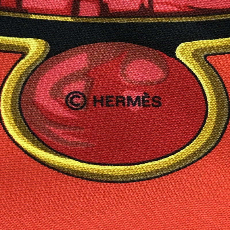 HERMES エルメス カレ90 Caty 古代エジプト スカーフ レッド ブラック シルク レディース 【中古】