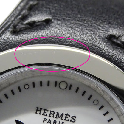 HERMES エルメス アーネ HA3.410 レディース 腕時計 デイト クオーツ QZ ステンレス SS レザー ホワイト ブラック 磨き済み 【中古】
