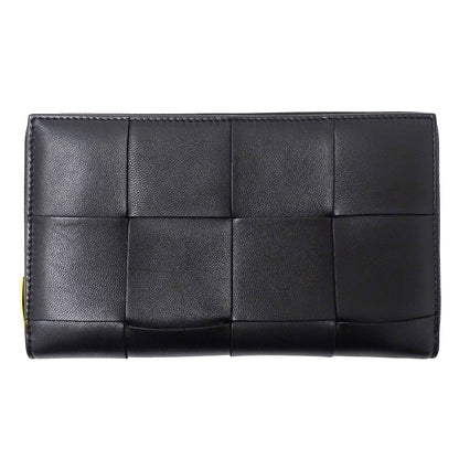 BOTTEGAVENETA ボッテガ・ヴェネタ 長財布 カセット マキシイントレチャート ブラック レザー レディース メンズ 【中古】