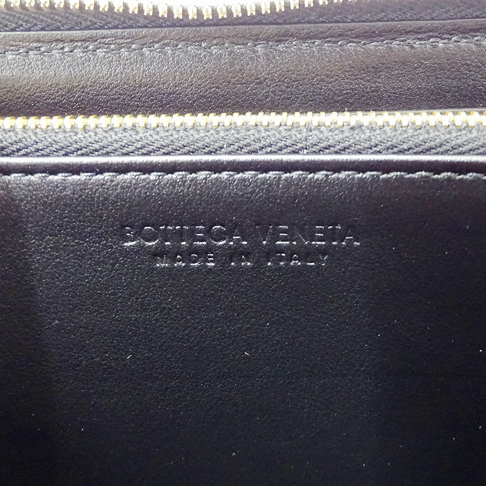 BOTTEGAVENETA ボッテガ・ヴェネタ 長財布 カセット マキシイントレチャート ブラック レザー レディース メンズ 【中古】