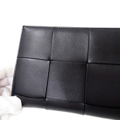 BOTTEGAVENETA ボッテガ・ヴェネタ 長財布 カセット マキシイントレチャート ブラック レザー レディース メンズ 【中古】