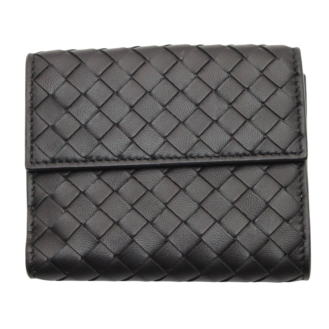 BOTTEGAVENETA ボッテガ・ヴェネタ 二つ折り財布 イントレチャート ブラック レザー メンズ 【中古】