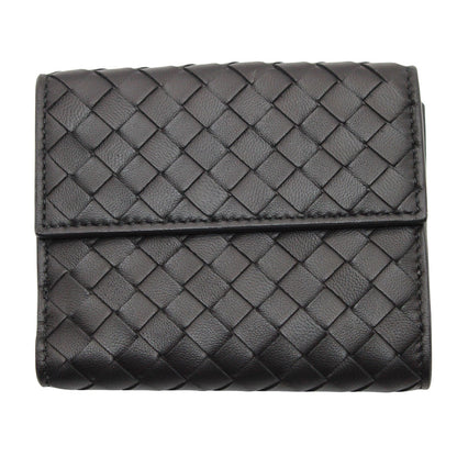 BOTTEGAVENETA ボッテガ・ヴェネタ 二つ折り財布 イントレチャート ブラック レザー メンズ 【中古】