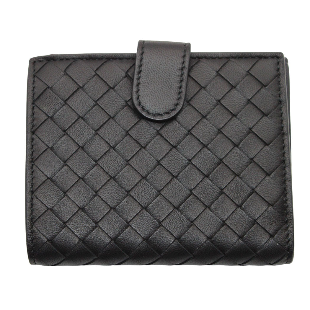 BOTTEGAVENETA ボッテガ・ヴェネタ 二つ折り財布 イントレチャート ブラック レザー メンズ 【中古】