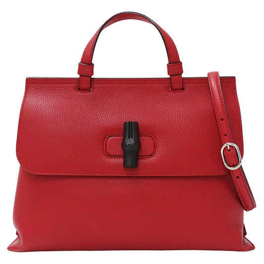 GUCCI グッチ 2wayバッグ バンブー レッド 392013 レザー レディース 【中古】