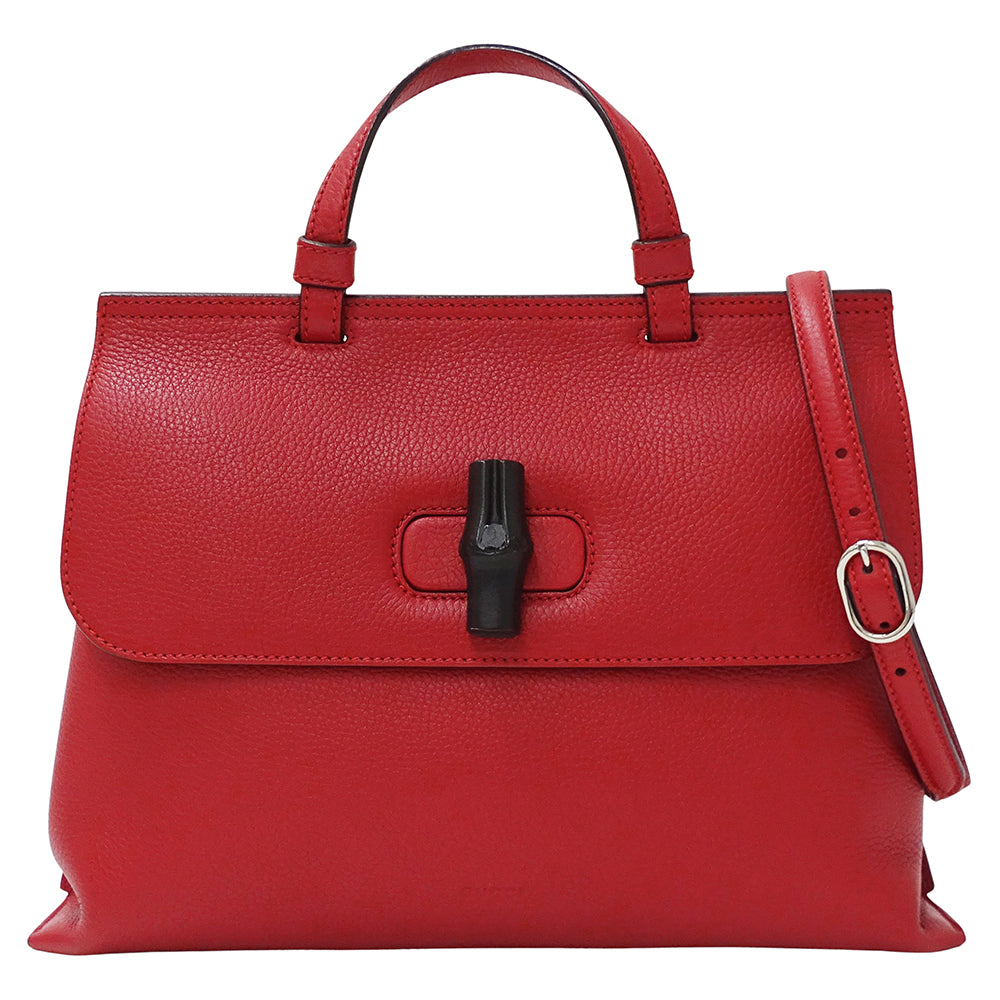 GUCCI グッチ 2wayバッグ バンブー レッド 392013 レザー レディース 【中古】