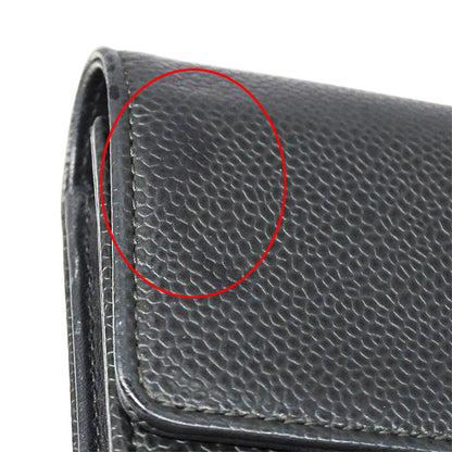 CHANEL シャネル 長財布 チャコールグレー キャビアスキン レディース 【中古】