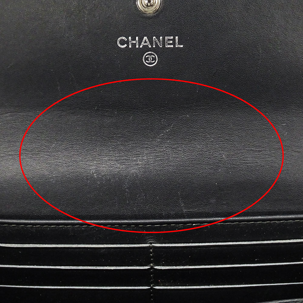 CHANEL シャネル 長財布 チャコールグレー キャビアスキン レディース 【中古】