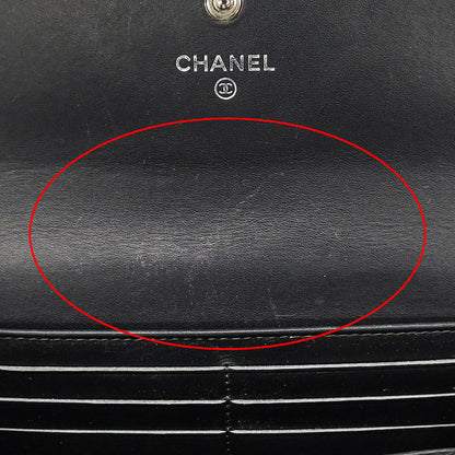 CHANEL シャネル 長財布 チャコールグレー キャビアスキン レディース 【中古】