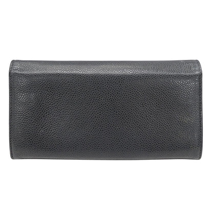 CHANEL シャネル 長財布 チャコールグレー キャビアスキン レディース 【中古】