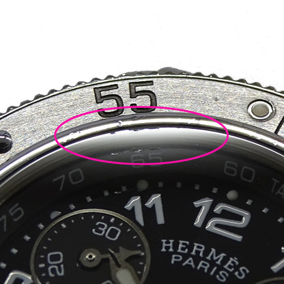 HERMES エルメス クリッパー ダイバー CL2.310 レディース 腕時計 クロノグラフ デイト クオーツ QZ ステンレス SS シルバー ブラック 磨き済み 【中古】