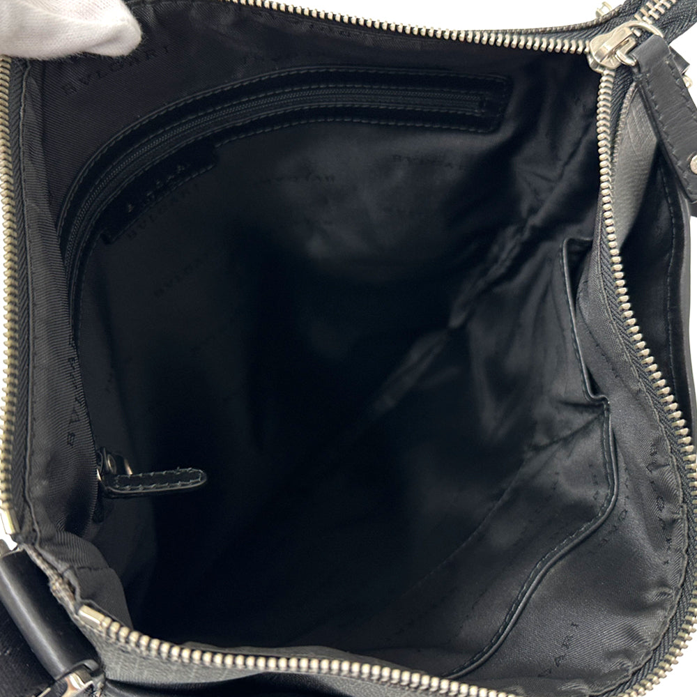 BVLGARI ブルガリ ショルダーバッグ ウィークエンド グレー ブラック PVC レディース メンズ 【中古】