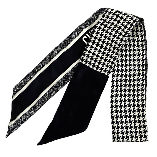 Dior ディオール スカーフ ミッツァ 千鳥格子 ブラック ホワイト シルク レディース 【中古】