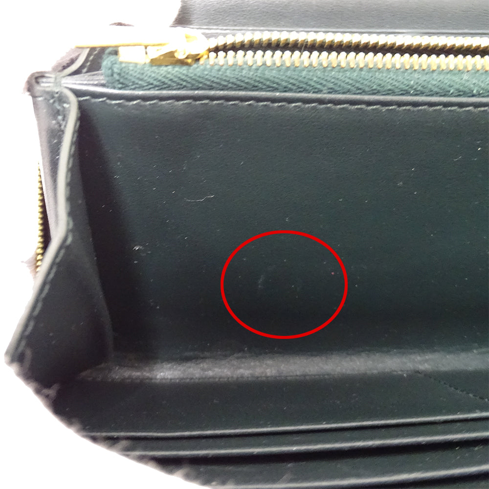 CELINE セリーヌ 長財布 モスグリーン グリーン レザー レディース 【中古】