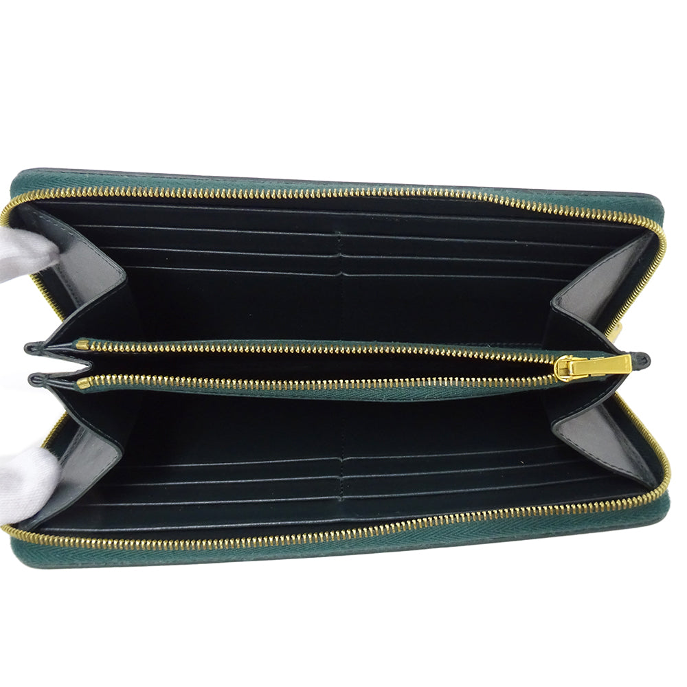 CELINE セリーヌ 長財布 モスグリーン グリーン レザー レディース 【中古】