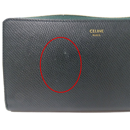 CELINE セリーヌ 長財布 モスグリーン グリーン レザー レディース 【中古】
