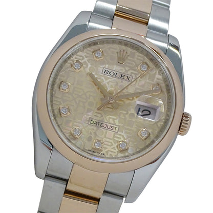 ROLEX ロレックス デイトジャスト 116201G D番 メンズ 10P ダイヤモンド コンピューター 自動巻き SS PG 腕時計 磨き済み【中古】