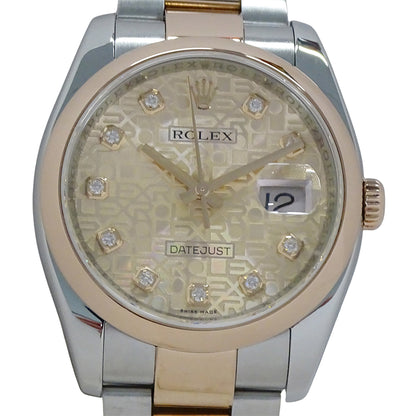 ROLEX ロレックス デイトジャスト 116201G D番 メンズ 10P ダイヤモンド コンピューター 自動巻き SS PG 腕時計 磨き済み【中古】