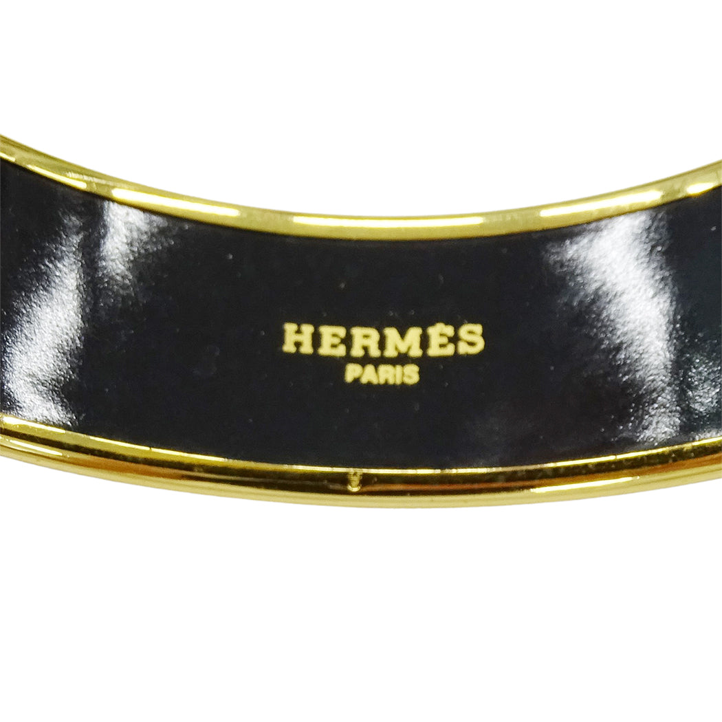 HERMES エルメス エマイユ GM バングル メタル ゴールド ブラック マルチ 壺 七宝焼き レディース 【中古】