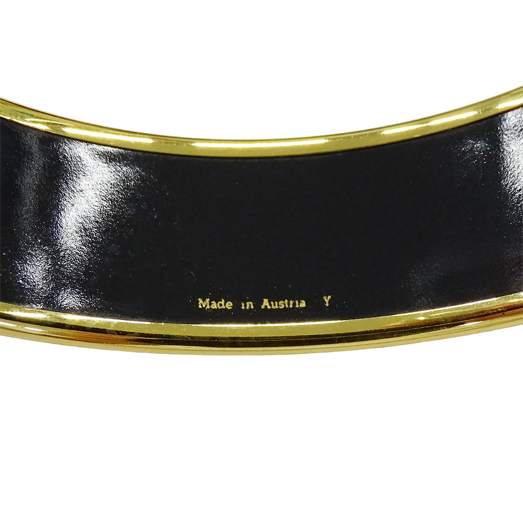 HERMES エルメス エマイユ GM バングル メタル ゴールド ブラック マルチ 壺 七宝焼き レディース 【中古】