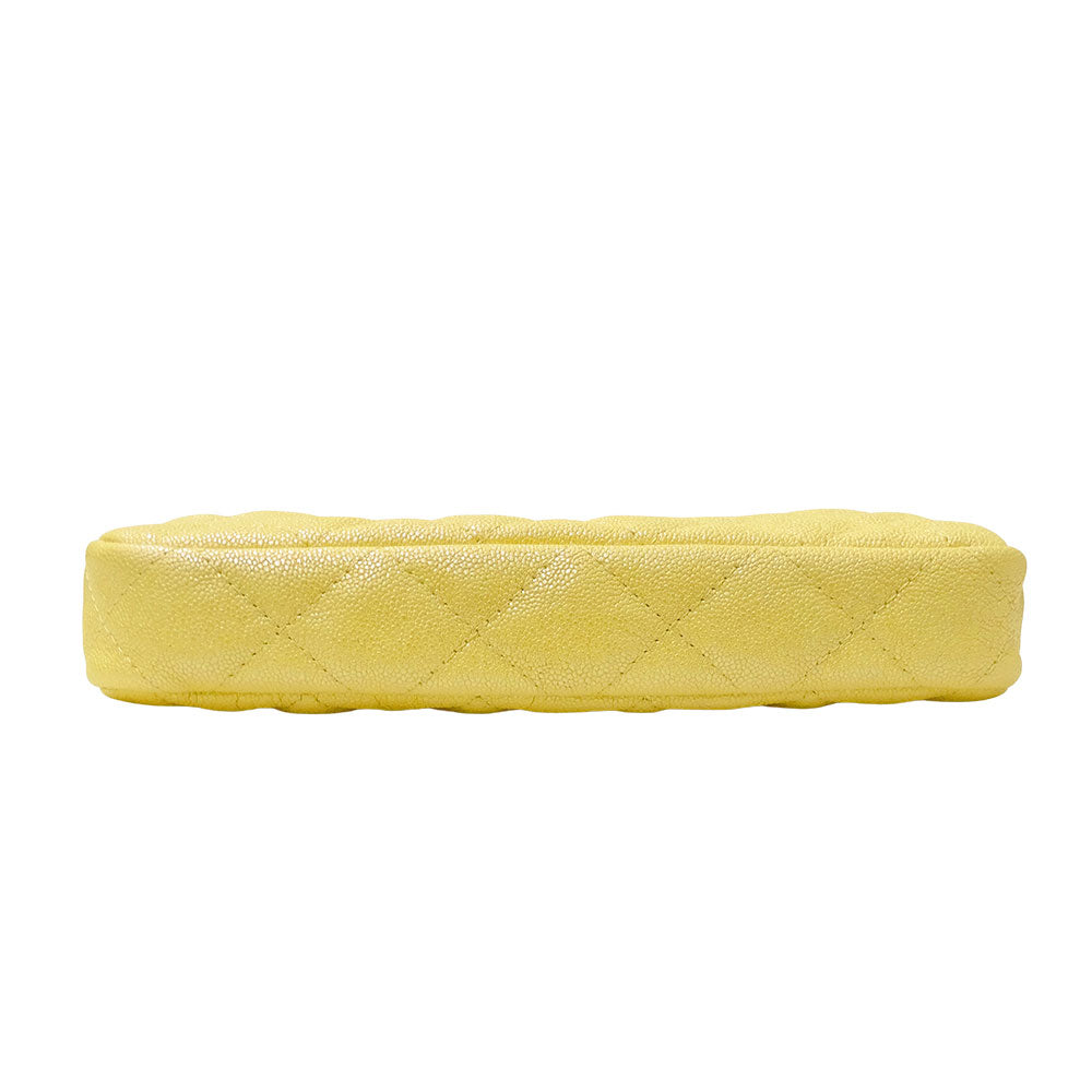 CHANEL シャネル ショルダーウォレット マトラッセ イエロー ゴールド金具 キャビアスキン レディース 【中古】