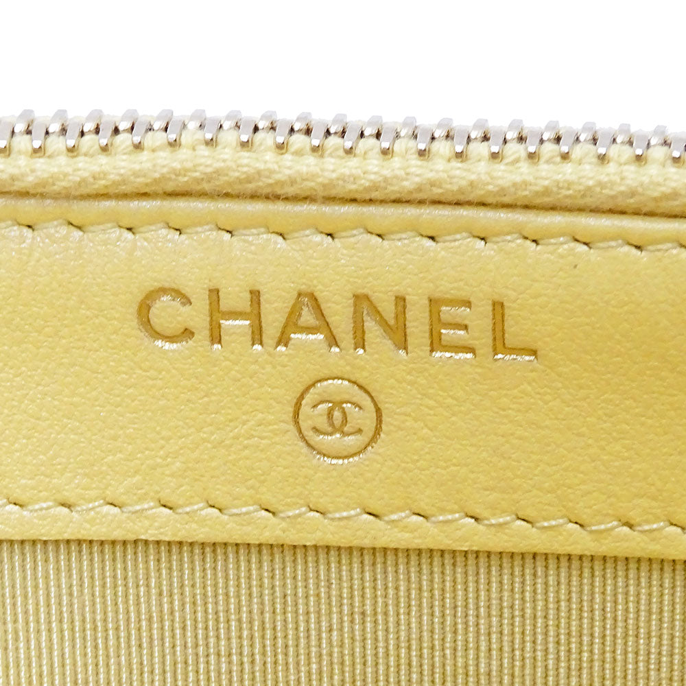 CHANEL シャネル ショルダーウォレット マトラッセ イエロー ゴールド金具 キャビアスキン レディース 【中古】