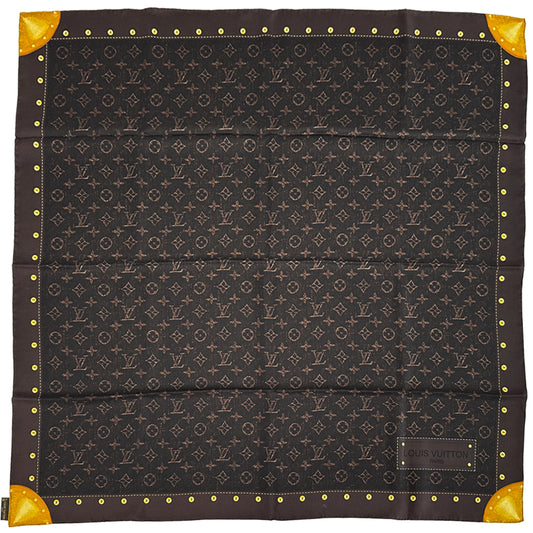 LOUIS VUITTON ルイ・ヴィトン カレ・モノグラム トランク スカーフ モノグラム ブラウン M72233 シルク レディース 【中古】