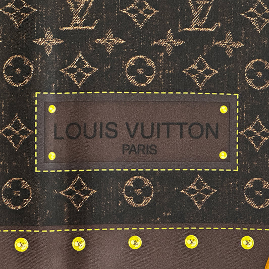 LOUIS VUITTON ルイ・ヴィトン カレ・モノグラム トランク スカーフ モノグラム ブラウン M72233 シルク レディース 【中古】
