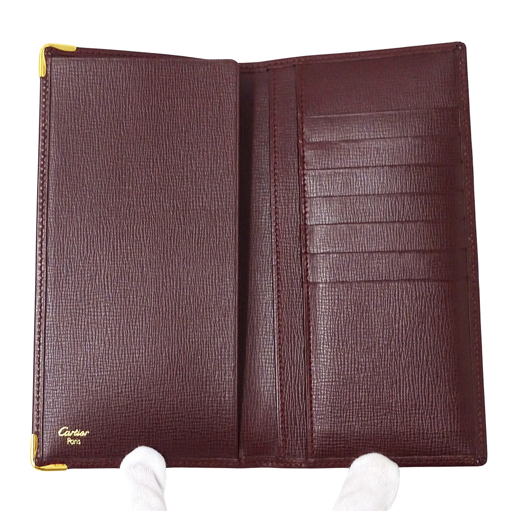 Cartier カルティエ 札入れ マスト ボルドー レザー メンズ 【中古】