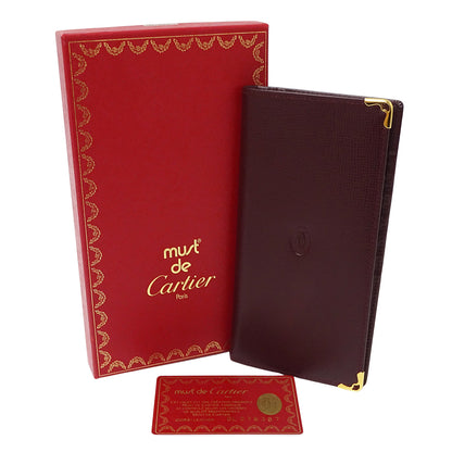 Cartier カルティエ 札入れ マスト ボルドー レザー メンズ 【中古】