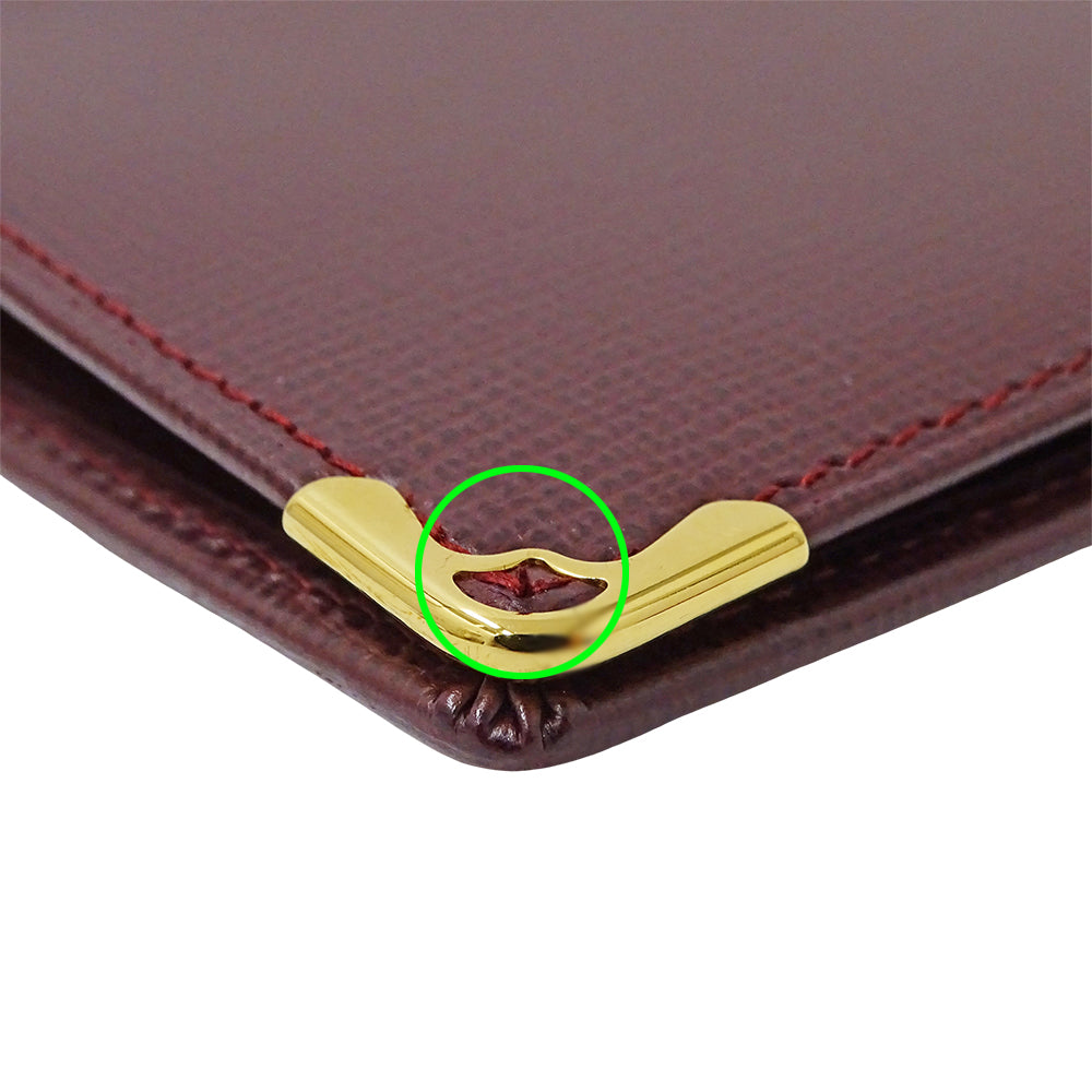 Cartier カルティエ 札入れ マスト ボルドー レザー メンズ 【中古】