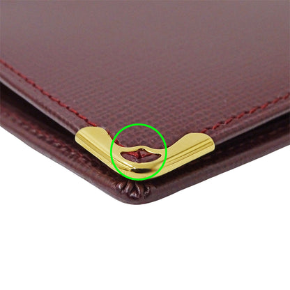 Cartier カルティエ 札入れ マスト ボルドー レザー メンズ 【中古】