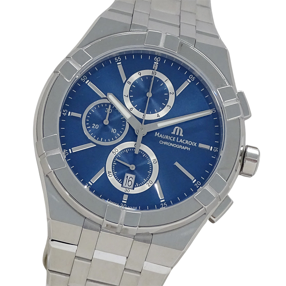 Maurice Lacroix モーリスラクロア アイコン AI1118-SS002-430-1 メンズ クロノグラフ クオーツ ステンレス 腕時計 磨き済み 【中古】