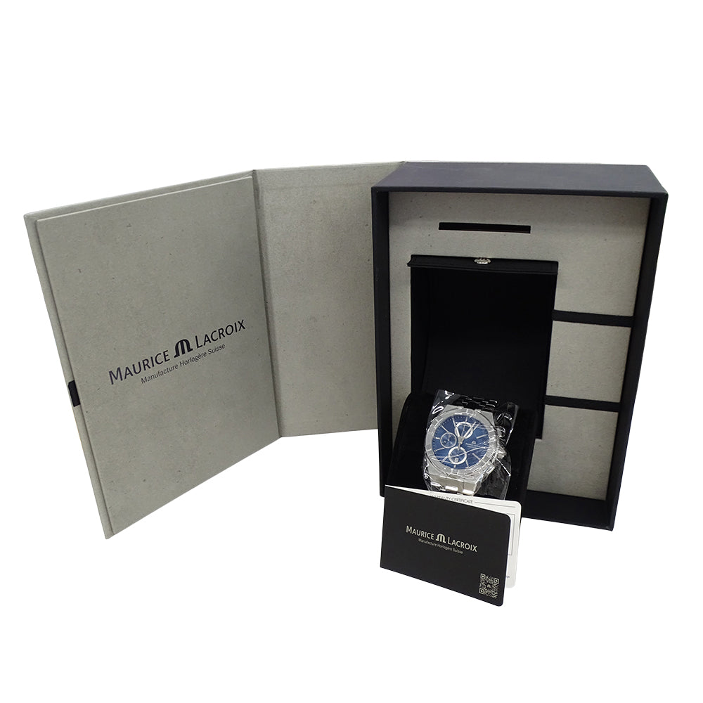 Maurice Lacroix モーリスラクロア アイコン AI1118-SS002-430-1 メンズ クロノグラフ クオーツ ステンレス 腕時計 磨き済み 【中古】
