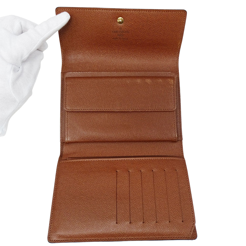LOUIS VUITTON ルイ・ヴィトン ポルトトレゾール・エテュイシェキエ 三つ折り財布 ブラウン M61200 モノグラム レディース メンズ 【中古】