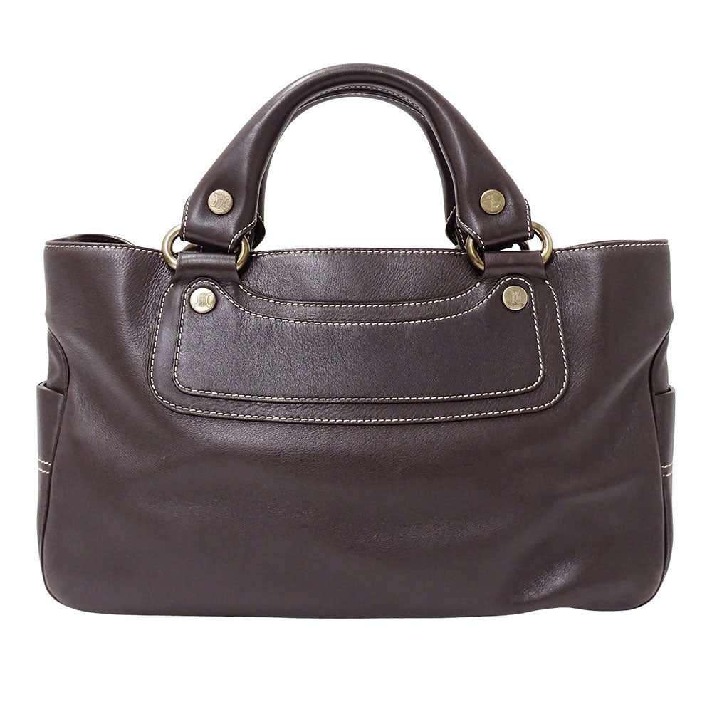 CELINE セリーヌ ブギーバッグ ハンドバッグ ダークブラウン レザー レディース 【中古】