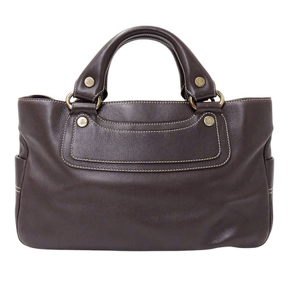 CELINE セリーヌ ブギーバッグ ハンドバッグ ダークブラウン レザー レディース 【中古】