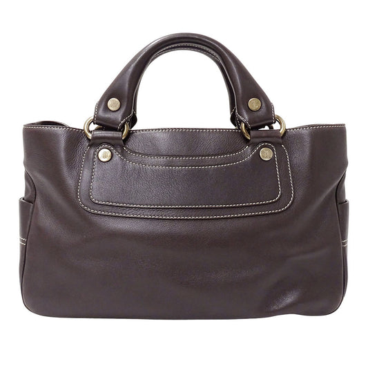 CELINE セリーヌ ブギーバッグ ハンドバッグ ダークブラウン レザー レディース 【中古】