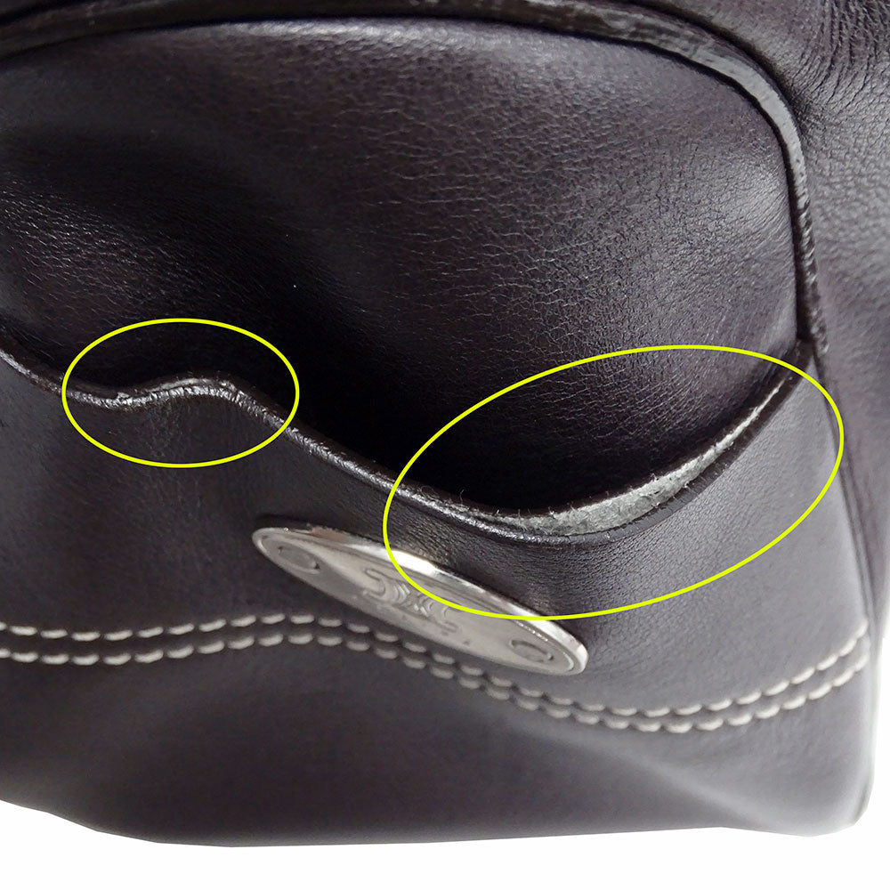 CELINE セリーヌ ブギーバッグ ハンドバッグ ダークブラウン レザー レディース 【中古】