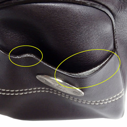 CELINE セリーヌ ブギーバッグ ハンドバッグ ダークブラウン レザー レディース 【中古】