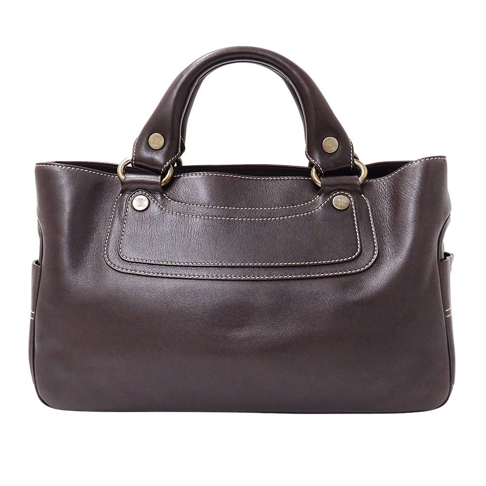CELINE セリーヌ ブギーバッグ ハンドバッグ ダークブラウン レザー レディース 【中古】