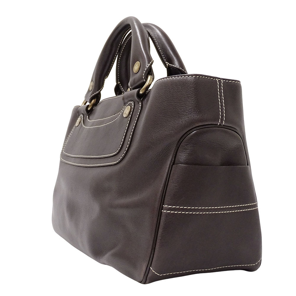 CELINE セリーヌ ブギーバッグ ハンドバッグ ダークブラウン レザー レディース 【中古】