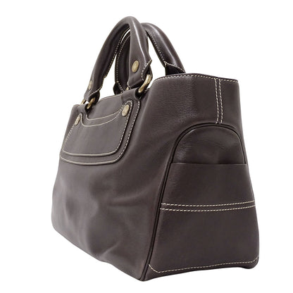 CELINE セリーヌ ブギーバッグ ハンドバッグ ダークブラウン レザー レディース 【中古】