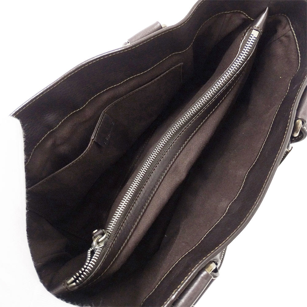 CELINE セリーヌ ブギーバッグ ハンドバッグ ダークブラウン レザー レディース 【中古】