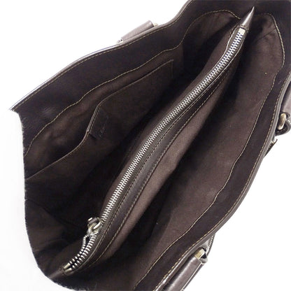 CELINE セリーヌ ブギーバッグ ハンドバッグ ダークブラウン レザー レディース 【中古】