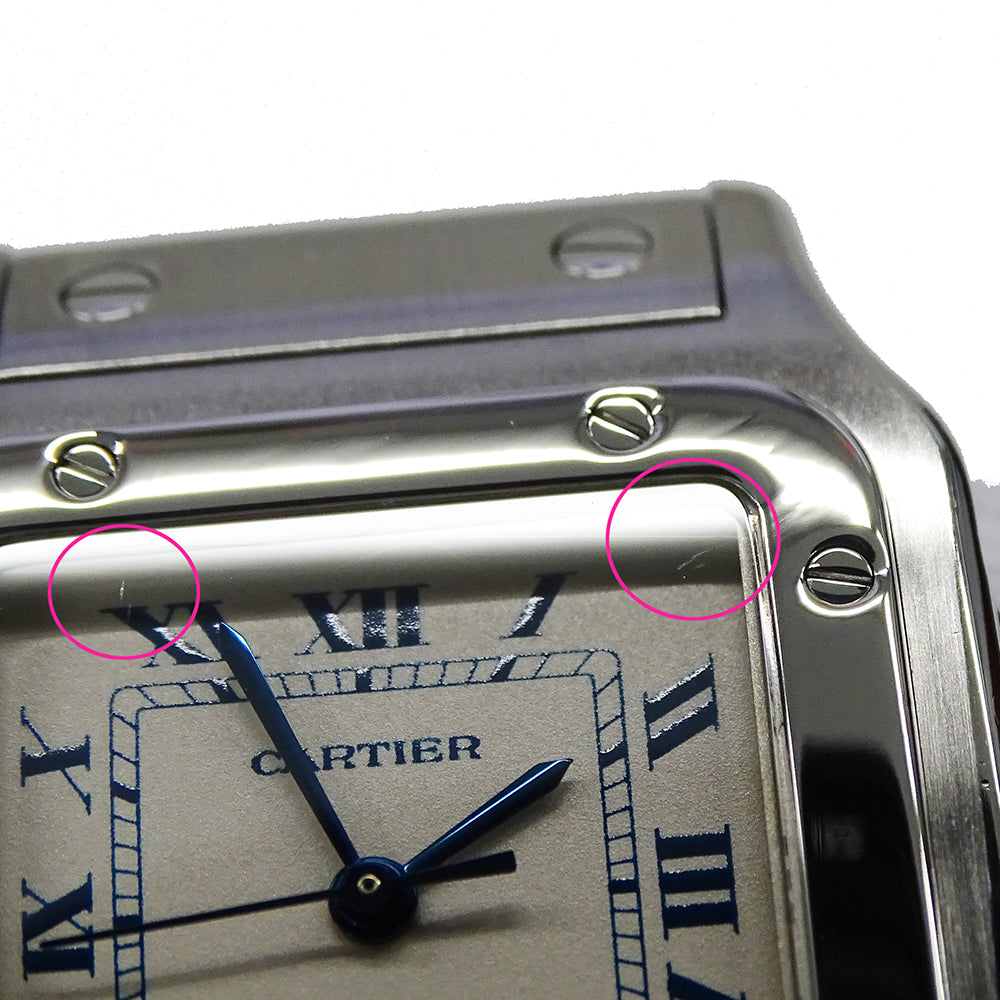 Cartier カルティエ サントスガルベ LM W20018D6 メンズ 腕時計 デイト クオーツ QZ ステンレス SS シルバー アイボリー 磨き済み 【中古】