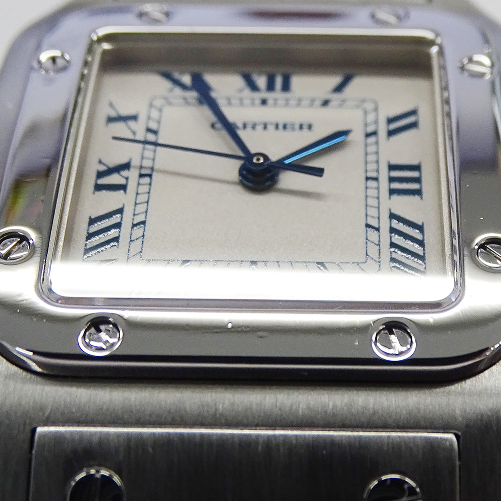 Cartier カルティエ サントスガルベ LM W20018D6 メンズ 腕時計 デイト クオーツ QZ ステンレス SS シルバー アイボリー 磨き済み 【中古】