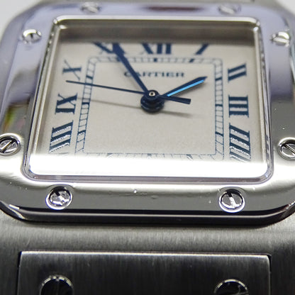 Cartier カルティエ サントスガルベ LM W20018D6 メンズ 腕時計 デイト クオーツ QZ ステンレス SS シルバー アイボリー 磨き済み 【中古】