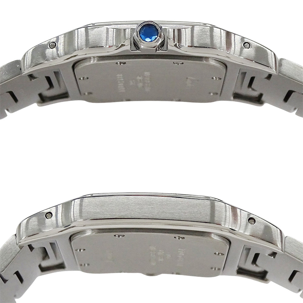 Cartier カルティエ サントスガルベ LM W20018D6 メンズ 腕時計 デイト クオーツ QZ ステンレス SS シルバー アイボリー 磨き済み 【中古】