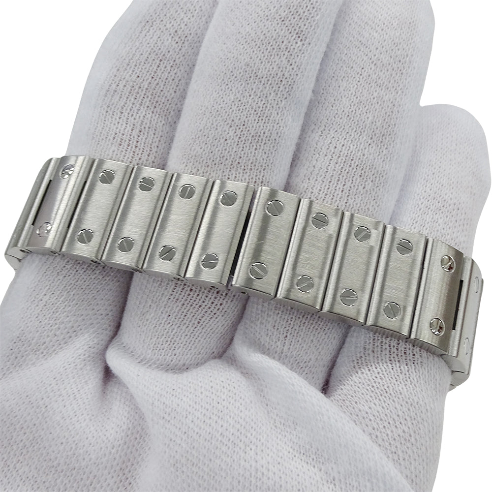 Cartier カルティエ サントスガルベ LM W20018D6 メンズ 腕時計 デイト クオーツ QZ ステンレス SS シルバー アイボリー 磨き済み 【中古】